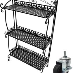 3 tiers Metal Plant Stand With Wheels 