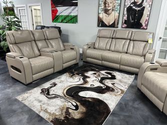 BRAND NEW POWER RECLINING SOFA AND LOVESEAT LED LIGHTS SAME DAY DELIVERY 