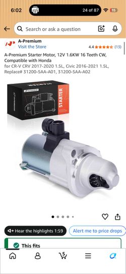 A-Premium Starter Motor for Honda CR-V Civic