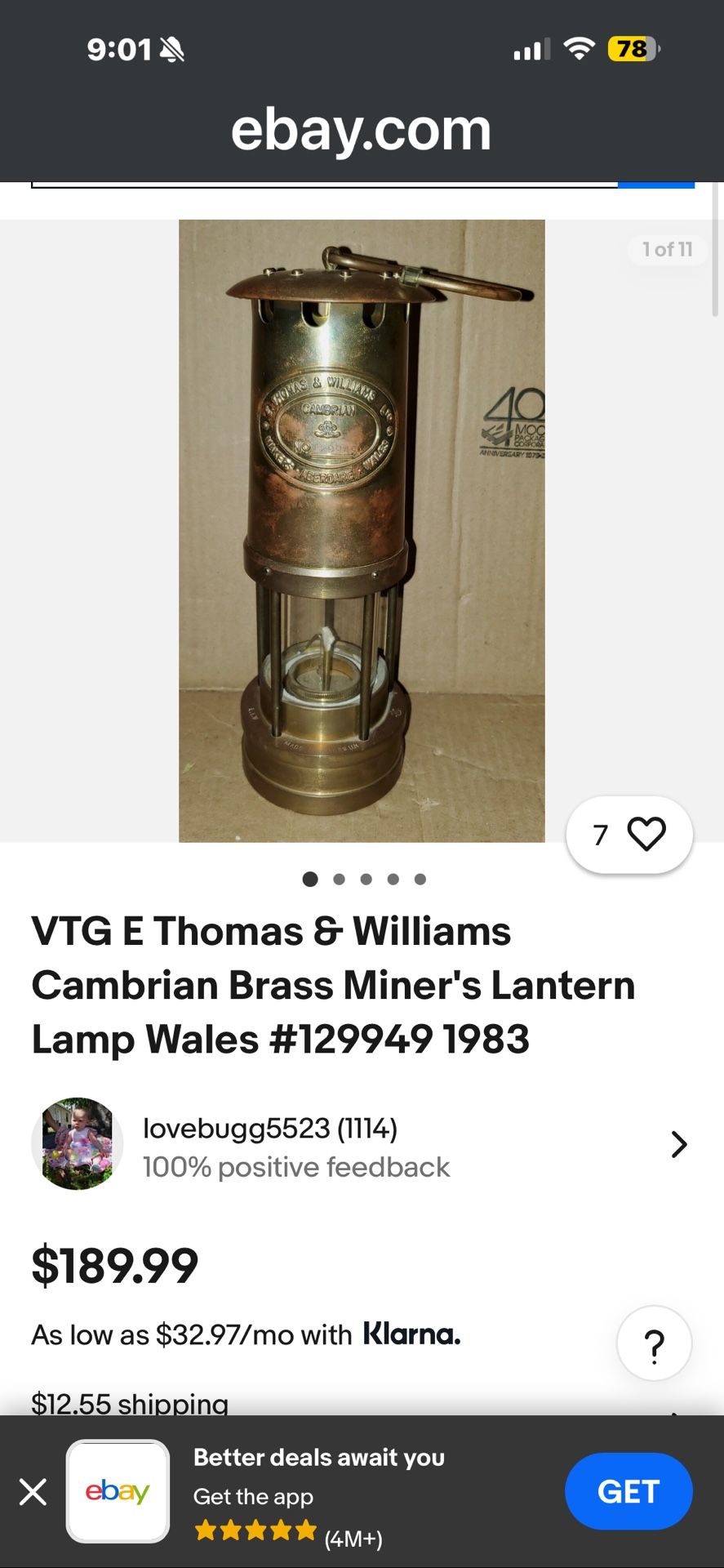 Vtg E Brass Lanter