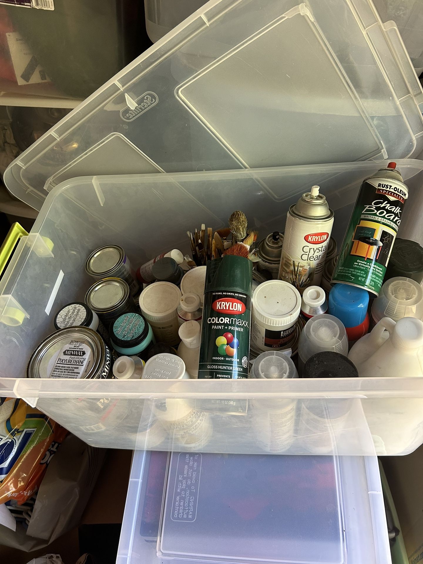 Spray & Regular Paint And Brushes 