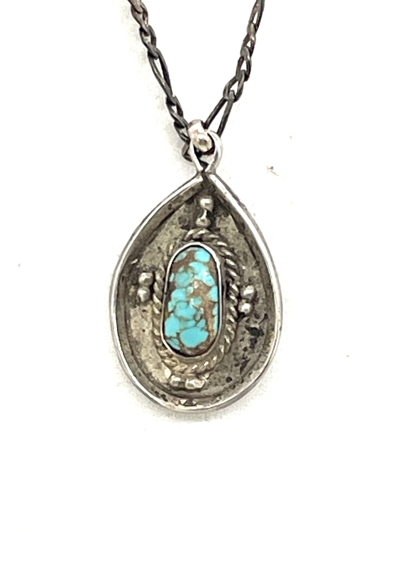 Sterling Southwestern Turquoise Necklace 24”