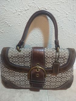 Vintage Coach Purse Soho Signature Flap Canvas Suede Y2K