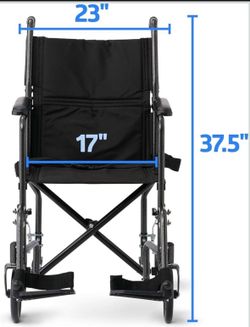 Medline Basic Steel Transport Chair, 17" Wide/ wheelchair