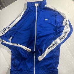 Vintage Reebok Track Suit Jacket Blue & White Size Medium 