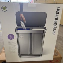 simplehuman 58L Dual Compartment Step Can with Plastic Lid. New