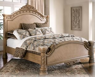 Rare Ashley South Coast Queen Panel Bed - Heavy Solid Wood