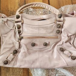 Balenciaga Rose Aubepine light pink Leather GGH Work Tote city bag
