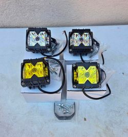 4” Led Light Pods Work Lights White Amber Strobe Offroad 4x4