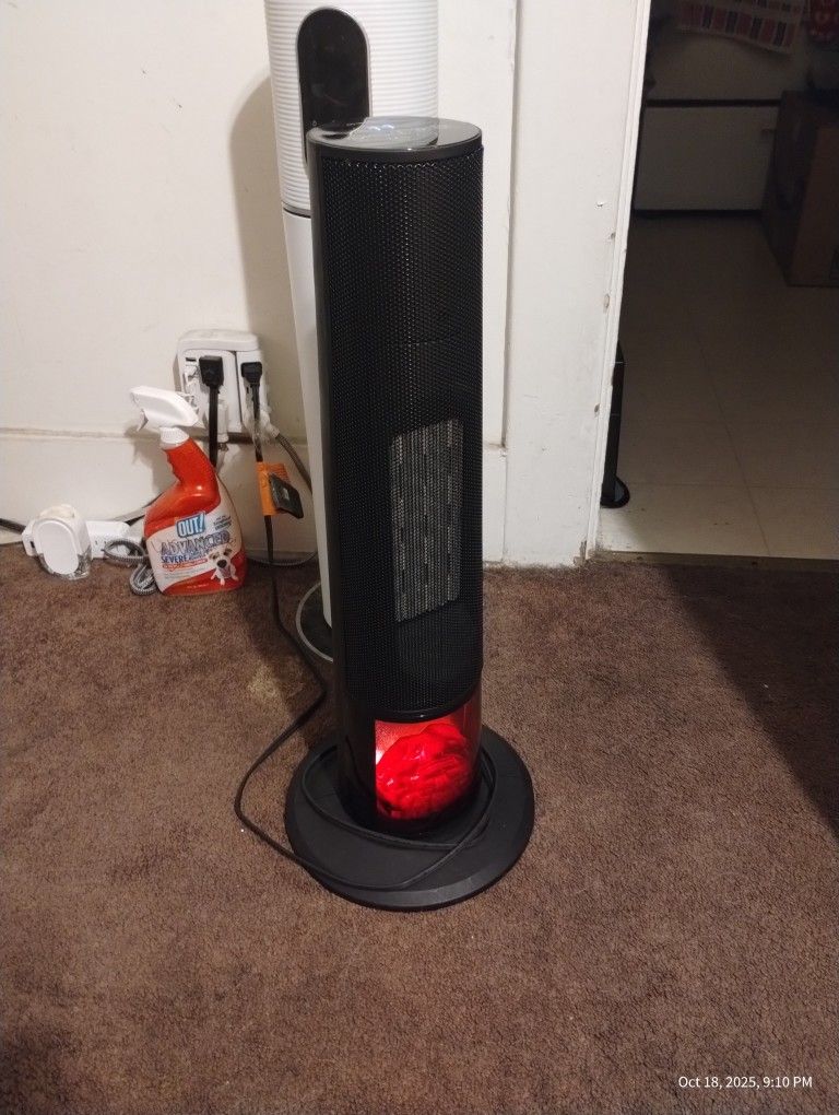 Portable Electric Heater with LED Flame - Indoor Fireplace Style, Quiet & Safe