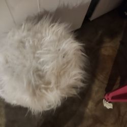 White Fur Stool