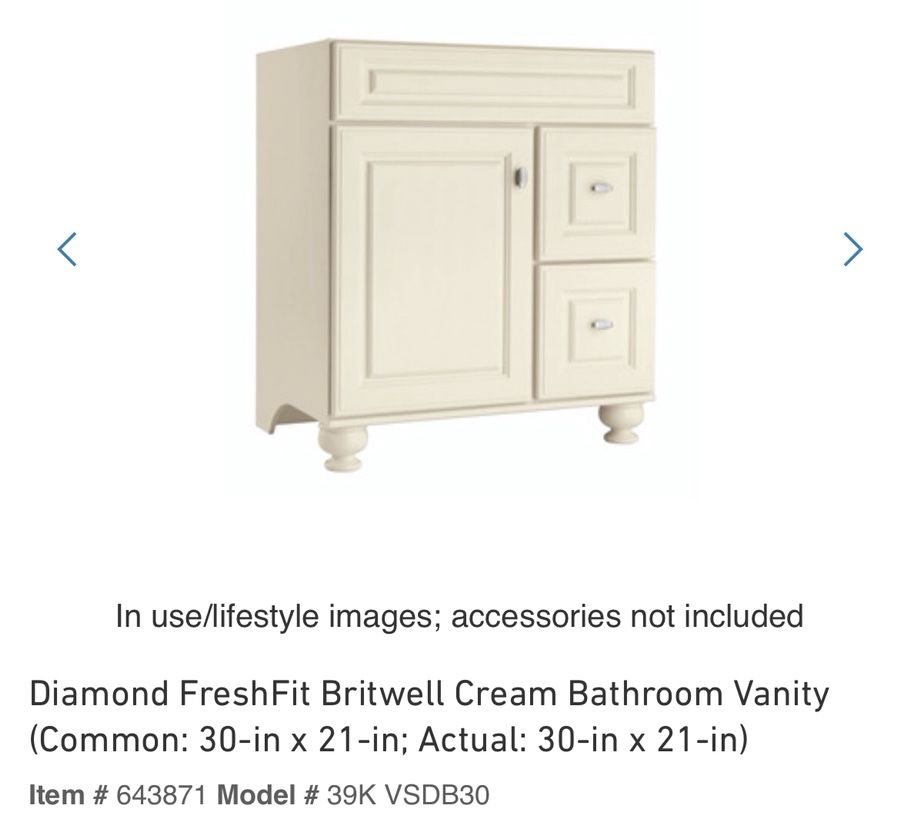 Diamond Freshfit Britwell Cream Bathroom Vanity