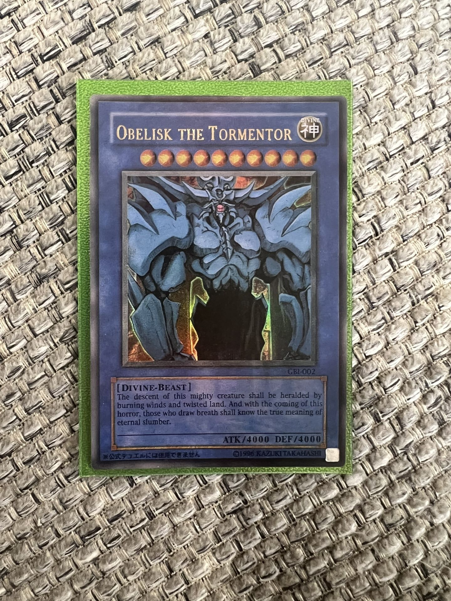 Ultra Rare Obelisk The Tormentor GBI 002 Near Mint Or Better!