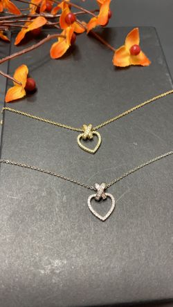 *NO FADE* Real Gold Plated Rhinestone Heart Pendant Necklace, Gold and Silver Color