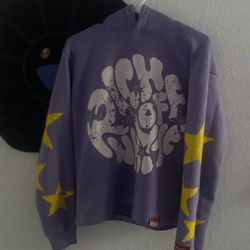 Purple Heavy Boxy-Fit Hoodie w/ Yellow Puff Print Stars
