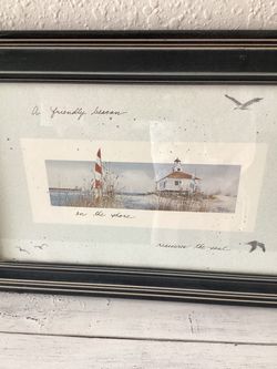 2 Coastal nautical framed pictures $20 for both