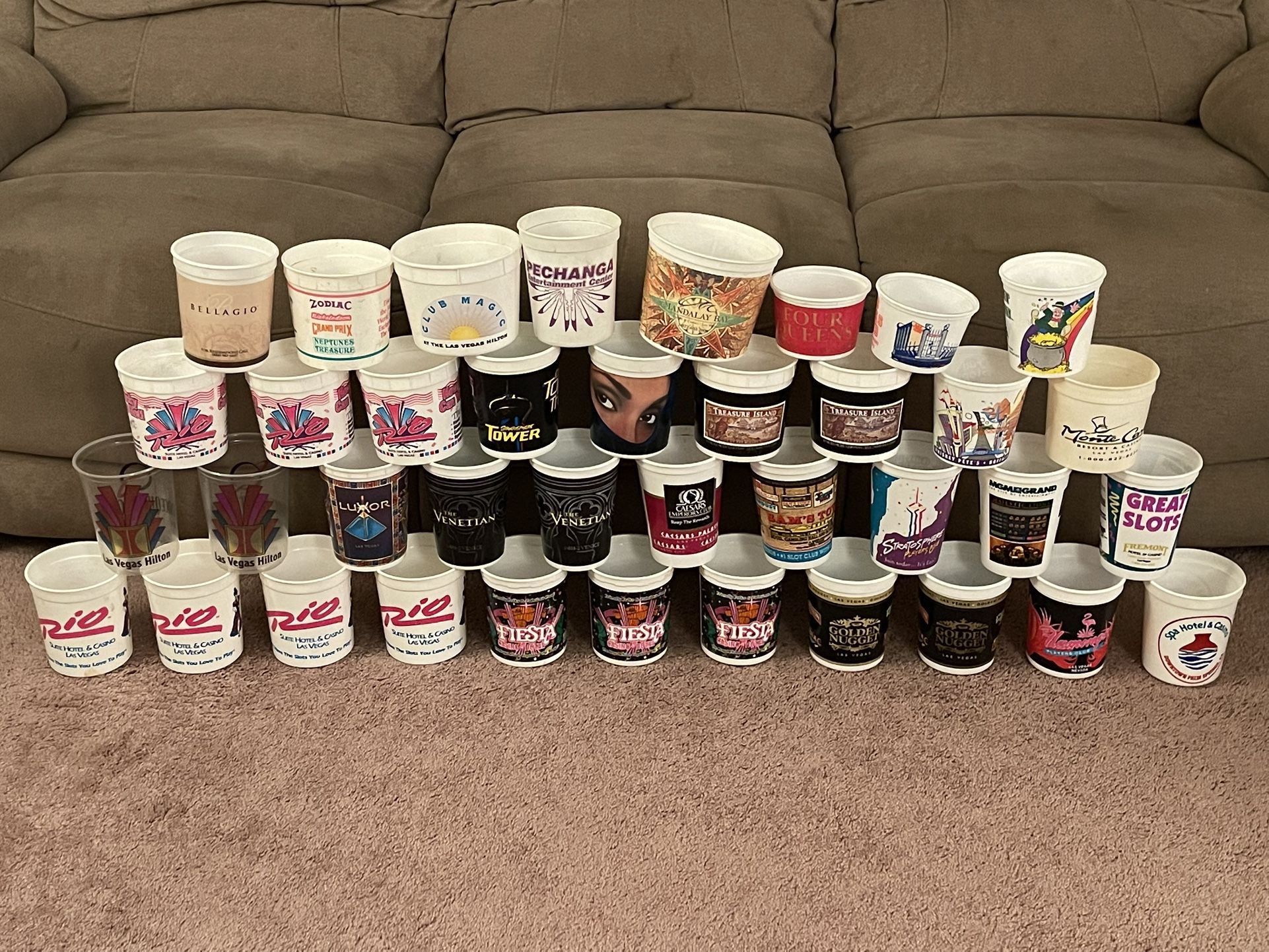 Lot Of 38 Vintage Plastic Casino Coin Cups