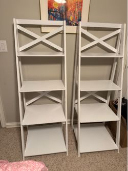 White ladder bookcases
