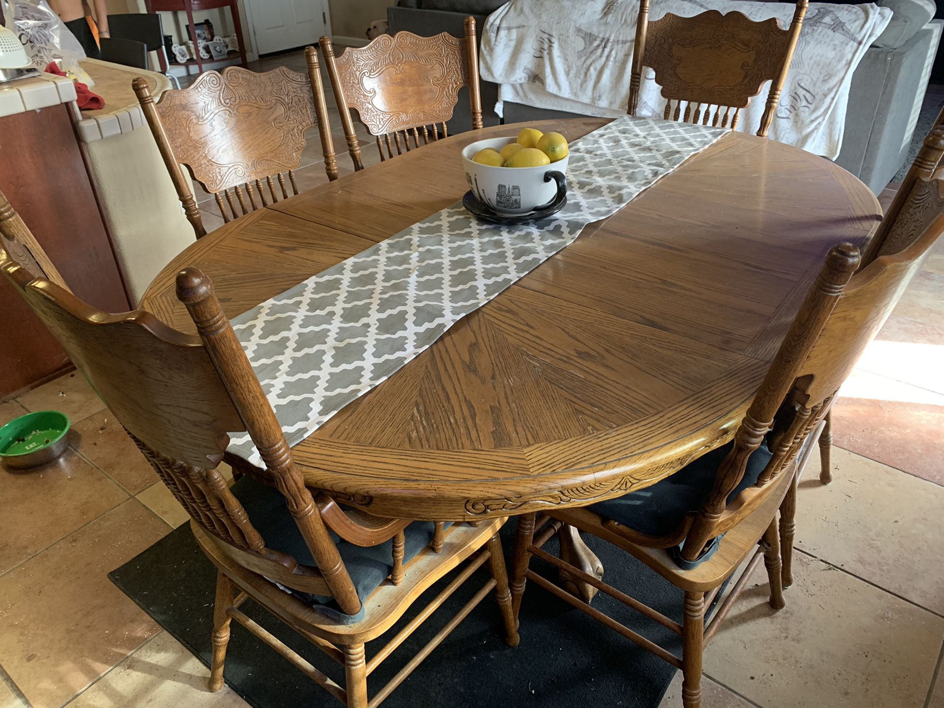 Oak 8 piece dining table
