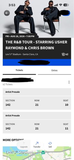 2 R&B tix Aug 28