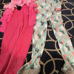 2 One Piece Warm Girls 14/16 Pajamas 