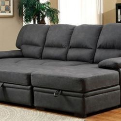 Brand New Grey Sectional Sofa Storage Sleeper