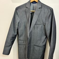 Alfani Slim Fit Gray Blazer Men’s S 36-38 Cotton Polyester Single-Breasted