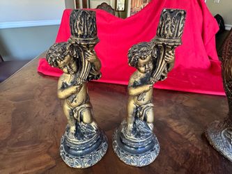 Antique Candlestick  Holders and Vase