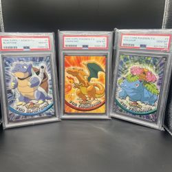 1999 Topps Pokemon TV Charizard, Blastoise, Venusaur PSA 10