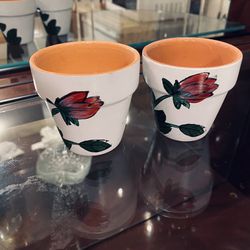 Set Of Two Adorable Mimi Pots They Are About 4” Tall 