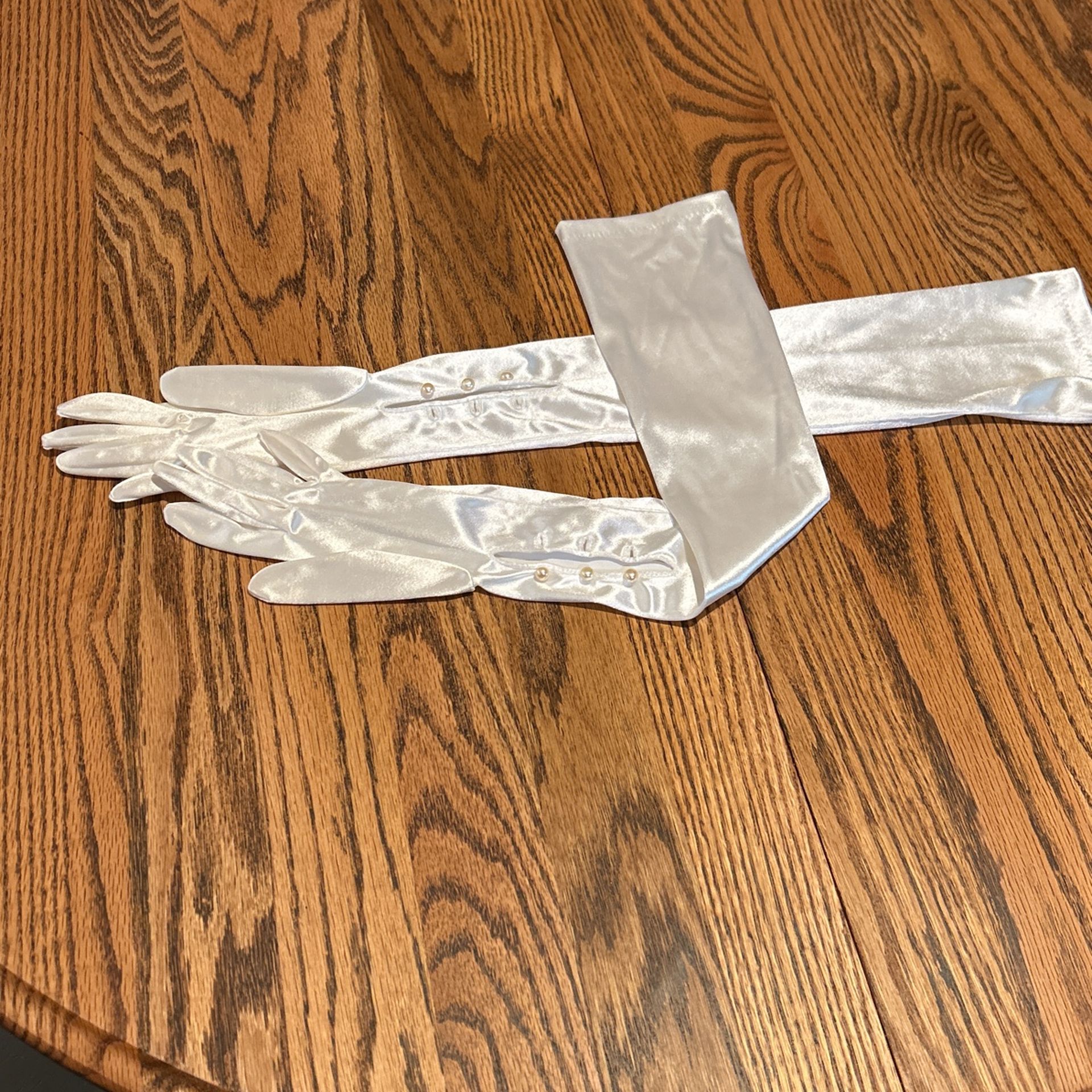 White Satin Long Bridal Gloves