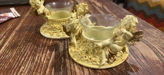 Vintage Cherub Votive Holders – Matching Pair