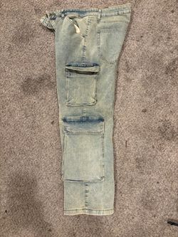 Light Wash Denim Cargo Pants