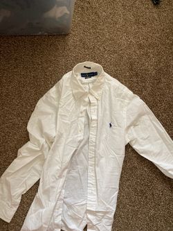 Polo Ralph Lauren Men’s Medium (Slim-Fit) White Silk Button Up Shirt