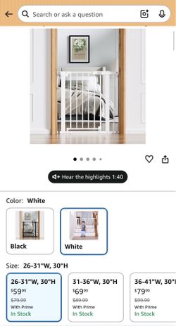 Baby Gate for Doorways and Stairs, 26-31" Pet Gate with Wide Walk Thru Door and Lock Indicator, No Drill Pressure Mounted Safety Gate with Double Lock
