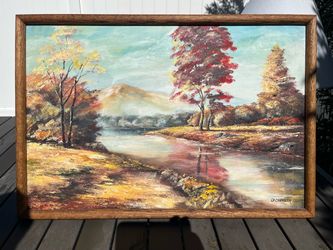 LD Chandler Signed Autumn Landscape Oil Painting
