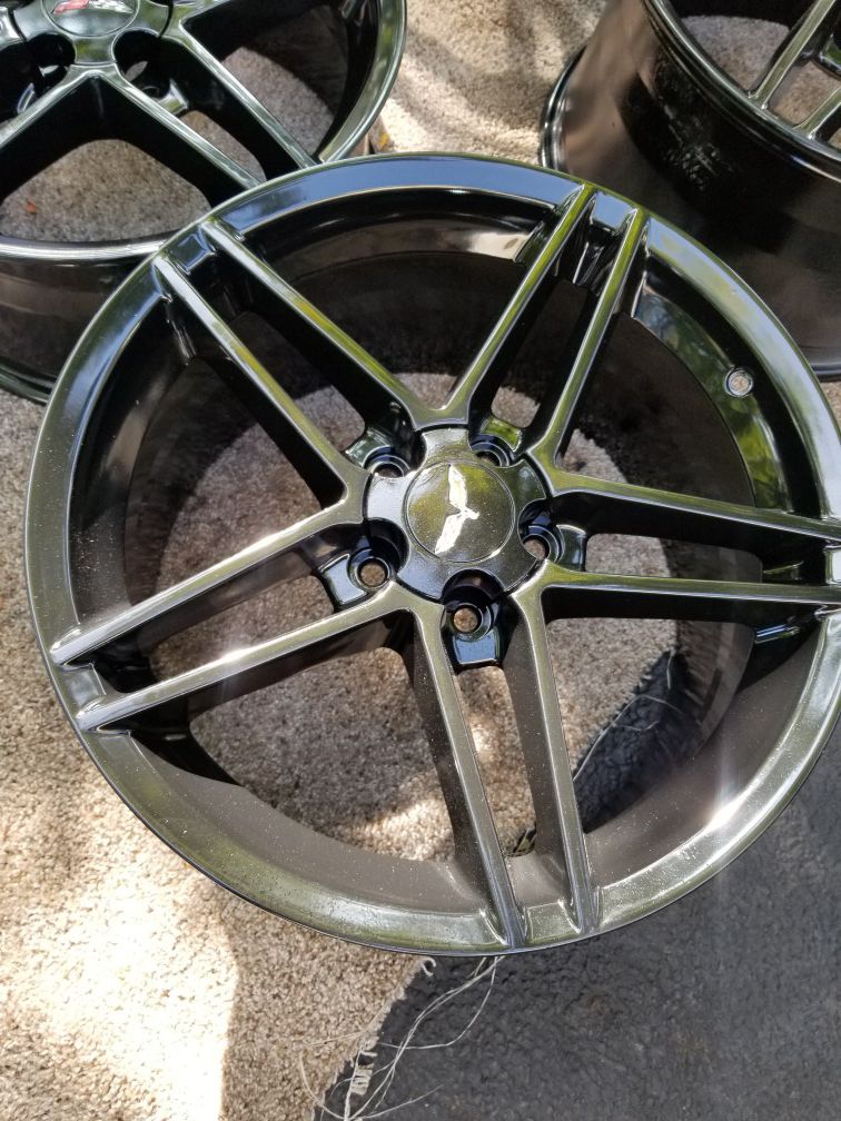 Gloss Black C6 Z06 Style Corvette Wheels rims NEW SET
