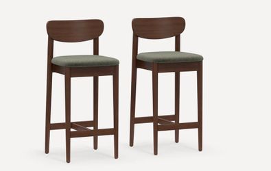 Set of 2 Burrow Mid-Century Wood Bar Stools