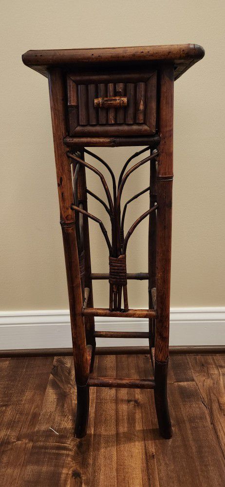 Vintage Bamboo Side Table Plant Stand

