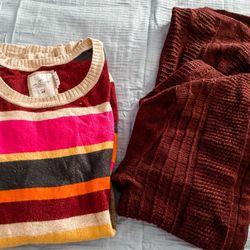 Women’s H&M Tunic Sweater And Cynthia Rowley Burgundy Cardigan