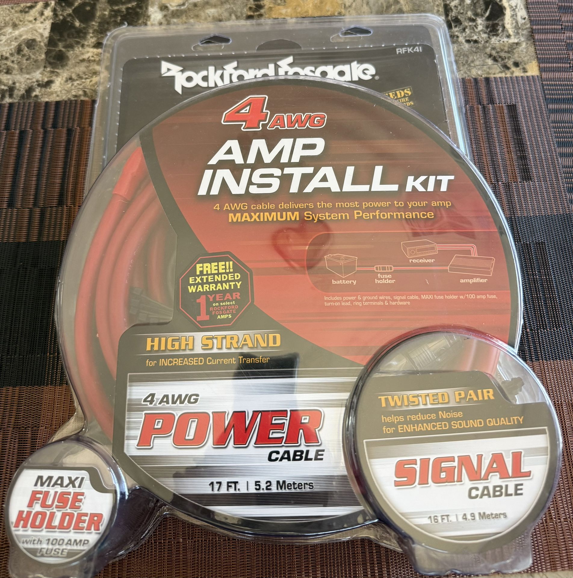 Rockford Fosgate 4 AWG Amp Kit (Brand New)