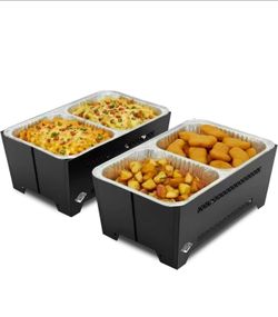 Chafing Racks for Foil Pans,Windproof Food Racks for Party Buffet with Chafing Fuel Drawer,Foldable Food Warmer Rack for Weddings,Camping and Parties 