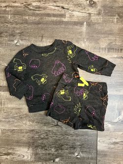 CAT & JACK HALLOWEEN CREWNECK/SHORT SET
