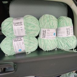 New Loops And Threads Skinny Chenille Green Stripe Yarn 🧶