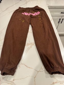 Sp5der Brown Sweatpants Pink Graphic size large