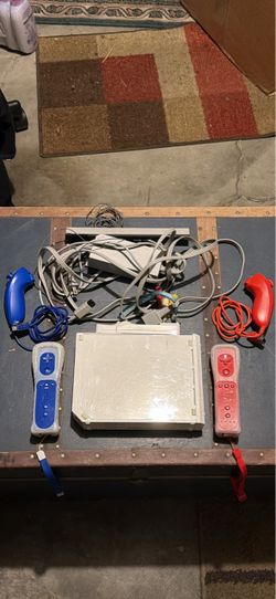 Nintendo Wii Console with Controllers and Cables