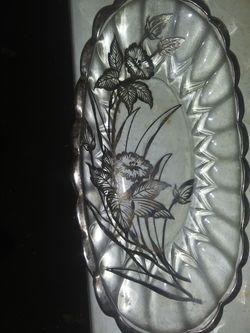 Antique beautiful silver gilded tray