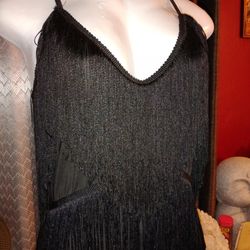 Black Fringed Dress; Woman's Flapper Style 