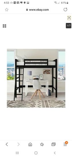 New in box twin loft bed mattress not included wood black
