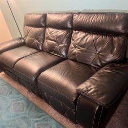 Genuine Leather Reclining Couch And Love seat Set